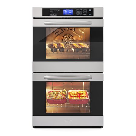 Koolmore Stainless Steel Premium Convection Oven (Double Unit) with 7 Cooking/Baking Modes in Silver KM-WO30D-SS